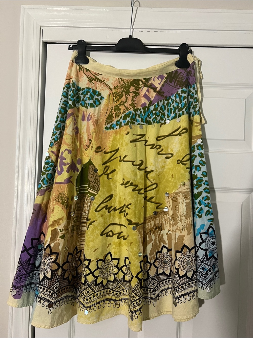 Boho Yellow Printed Full Circle Skirt